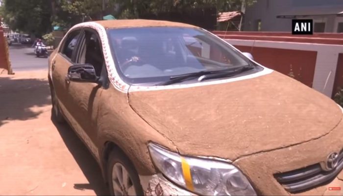 Cow-dung coated car